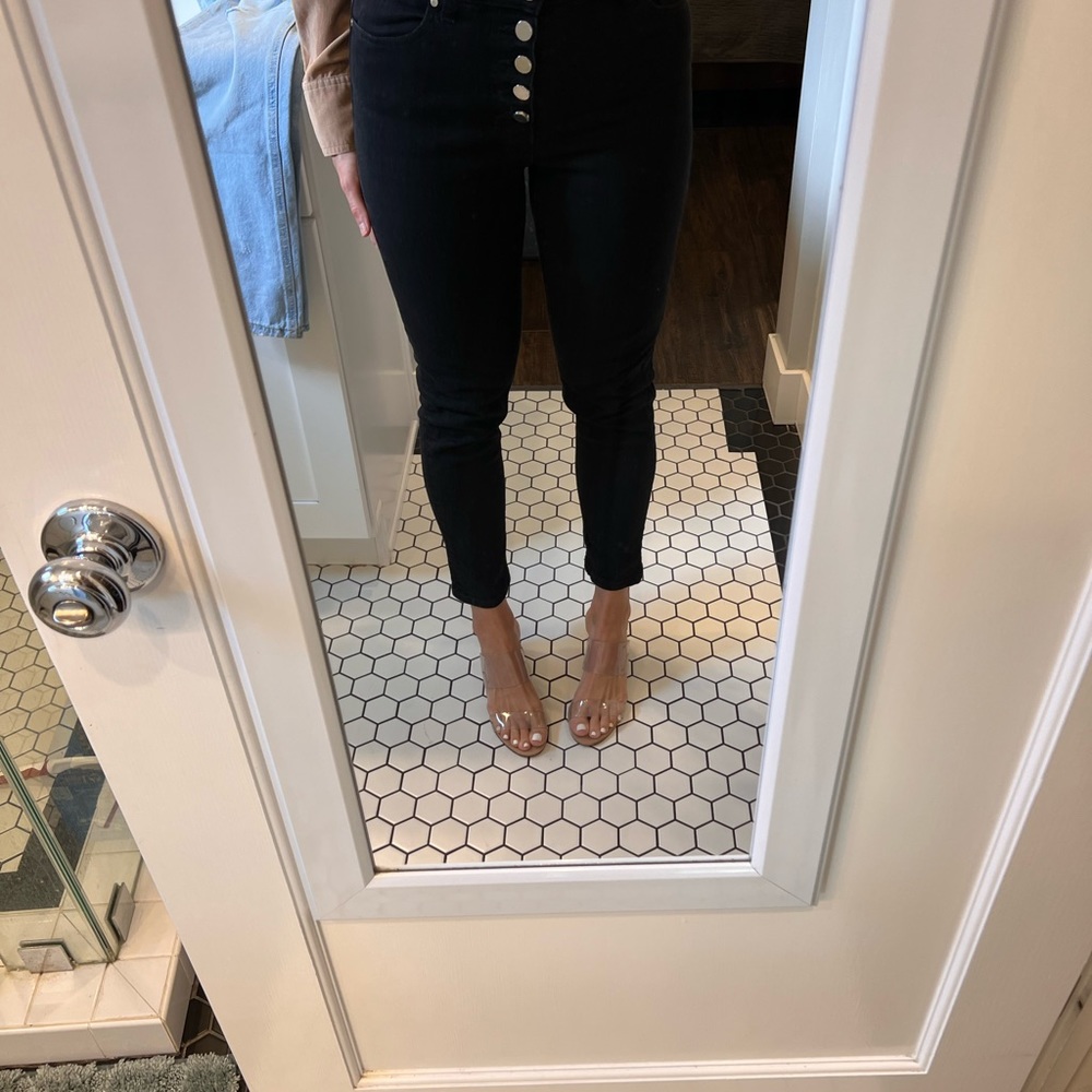 Michael kors black cigarette pants jeans with exposed buttons